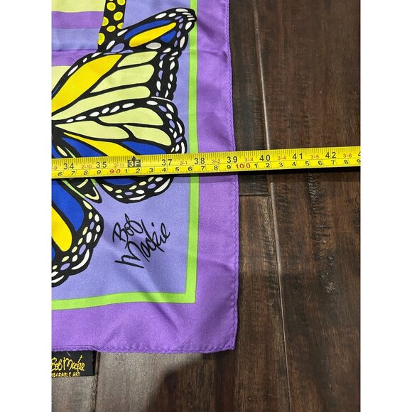 Bob Mackie Wearable Art Silk Butterfly Scarf Purple Multi One Size Square NWB - Picture 8 of 10